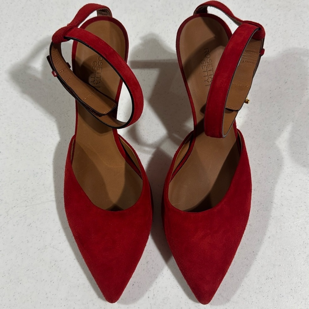 Rosetta Getty Red Pointy Toe Heels Size 40 - Picture 1 of 9